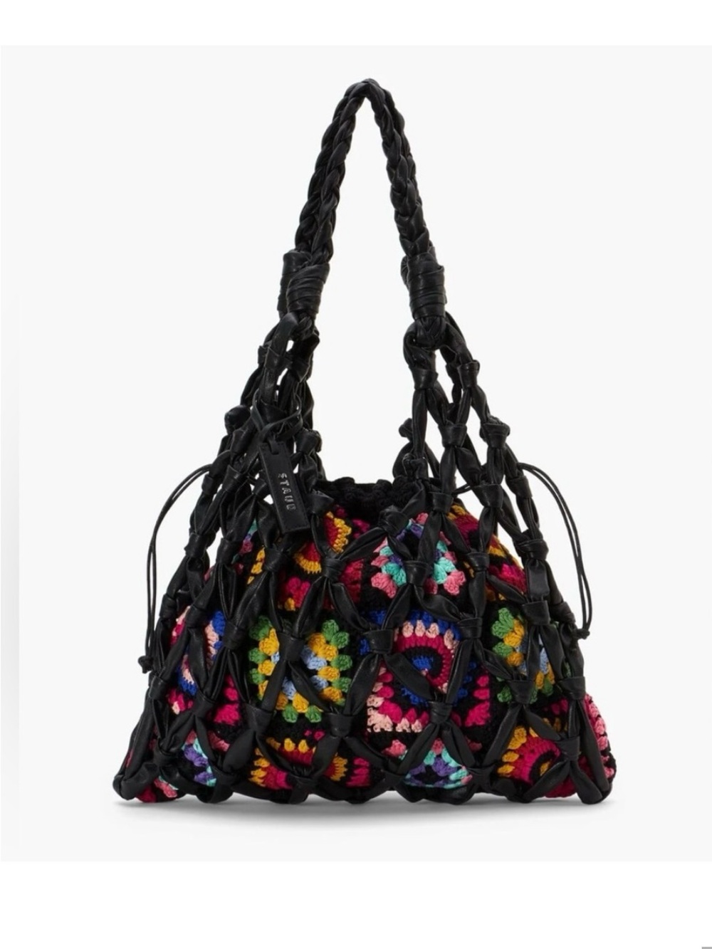 STAUD Hitch Black + Multicolor Crochet Bag